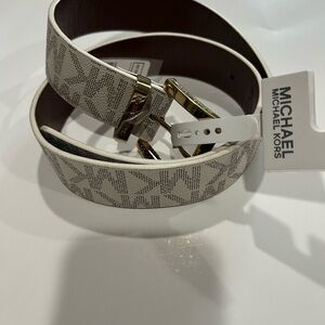 Michael Kors Gray and White Belt with Monogram Pattern